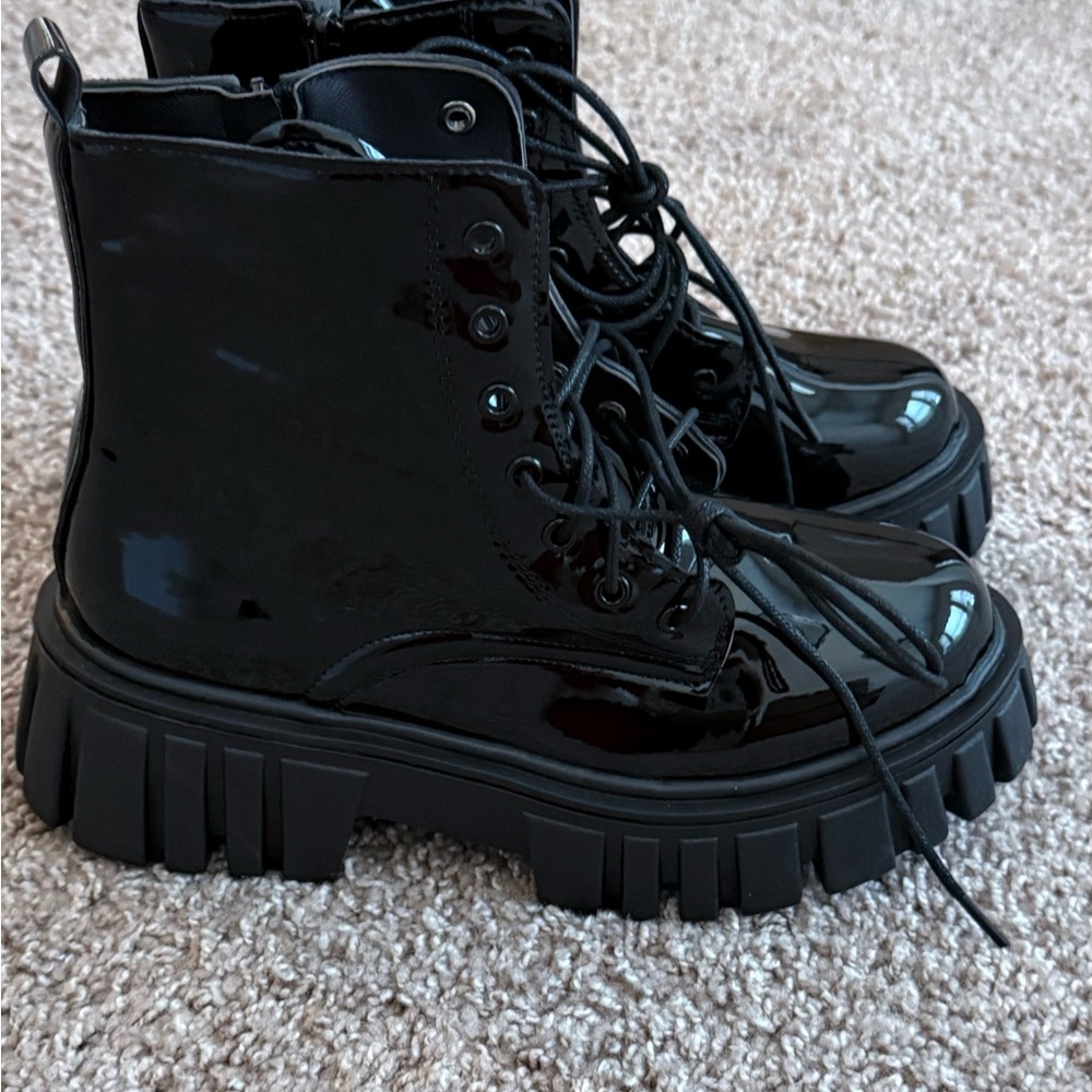 Black Patent Leather Women's Boots